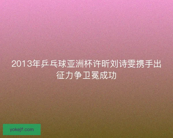 2013年乒乓球亚洲杯许昕刘诗雯携手出征力争卫冕成功
