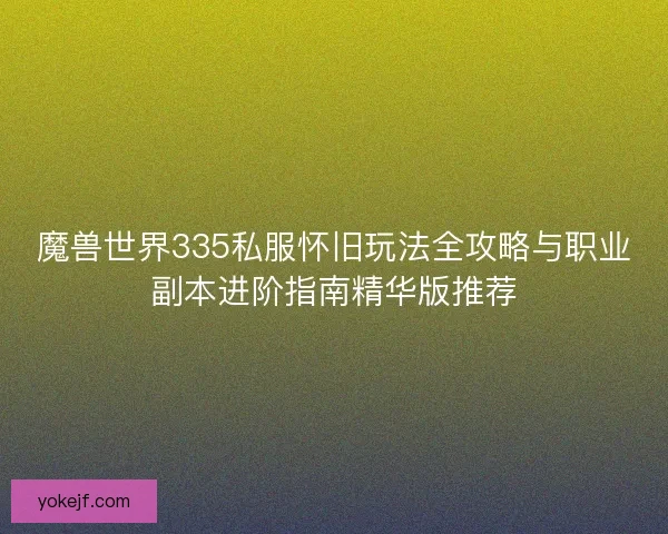 魔兽世界335私服怀旧玩法全攻略与职业副本进阶指南精华版推荐